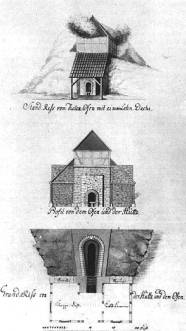 Entwrfe des Faktors Balcke fr einen Gipsofen in Walkenried, 1750, oben mit Lehndach, unten mit angebauter Kloppedhle und Kalkammer.